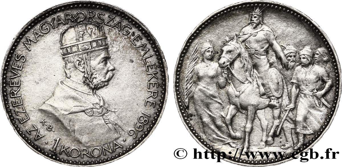 HUNGARY 1 Corona François-Joseph / commémoration du millénium 1896  XF 