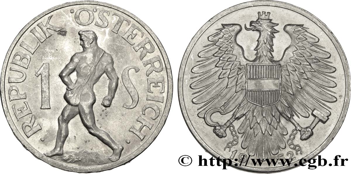 AUSTRIA 1 Schilling aigle / semeur 1952  SC 