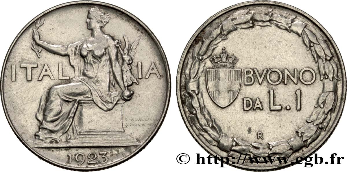 ITALY 1 Lire (Buono da L.1) Italie assise 1923 Rome AU 