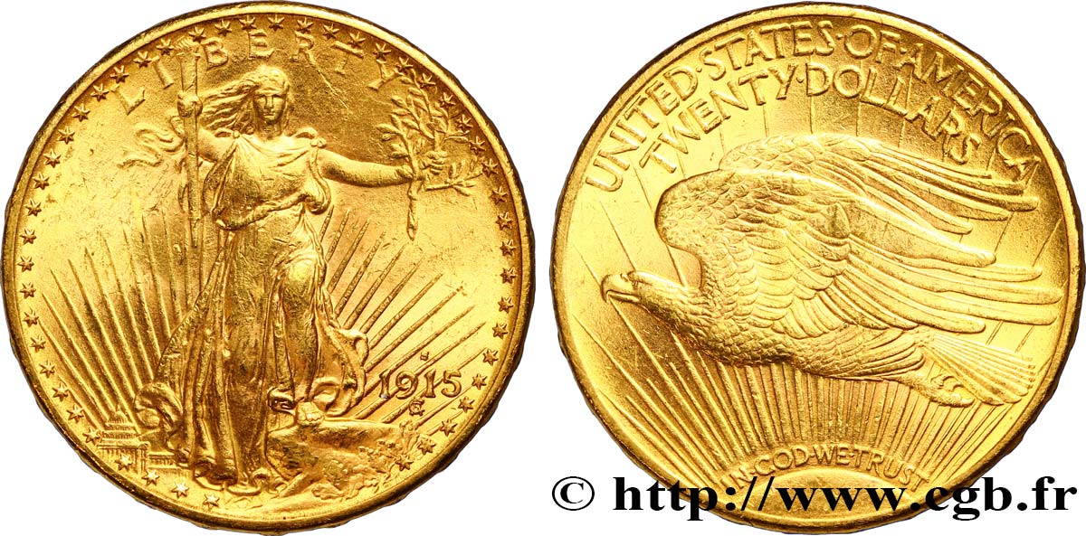 UNITED STATES OF AMERICA 20 Dollars or  Liberty  1915 San Francisco AU 
