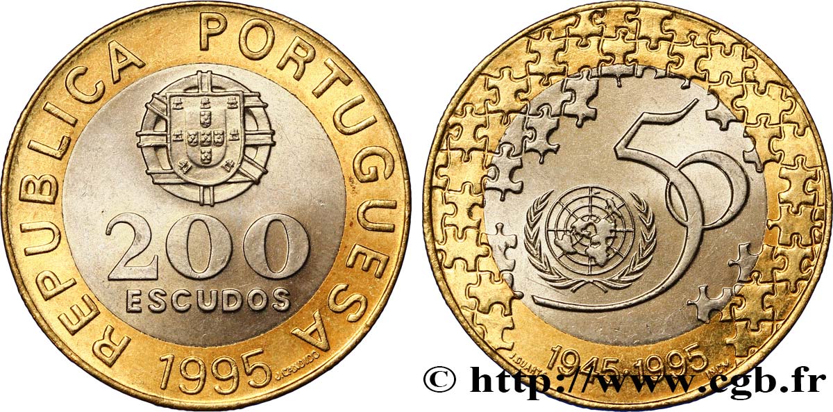 PORTUGAL 200 Escudos 50e anniversaire des Nations Unies 1995  SC 