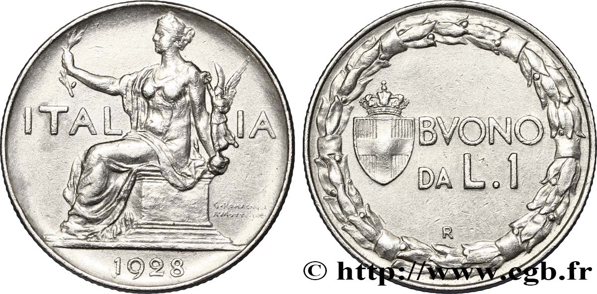 ITALY 1 Lira (Buono da L.1) Italie assise 1928 Rome AU 