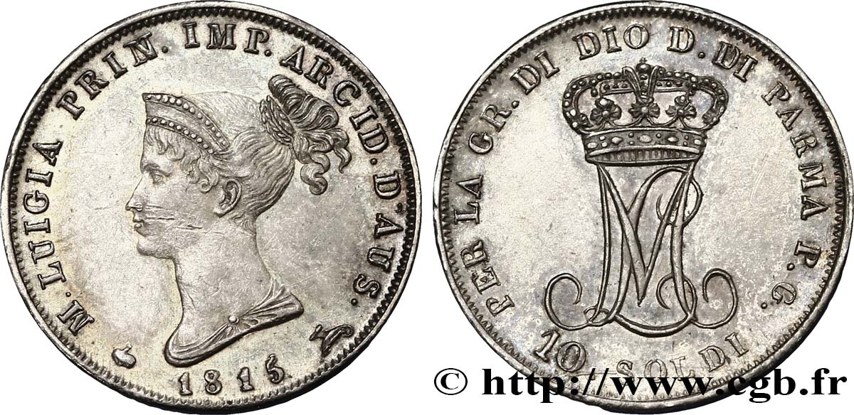 ITALY - PARMA AND PIACENZA 10 Soldi Marie-Louise 1815 Milan AU50 