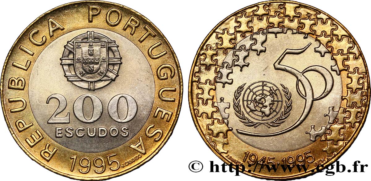 PORTOGALLO 200 Escudos 50e anniversaire des Nations Unies 1995  MS 