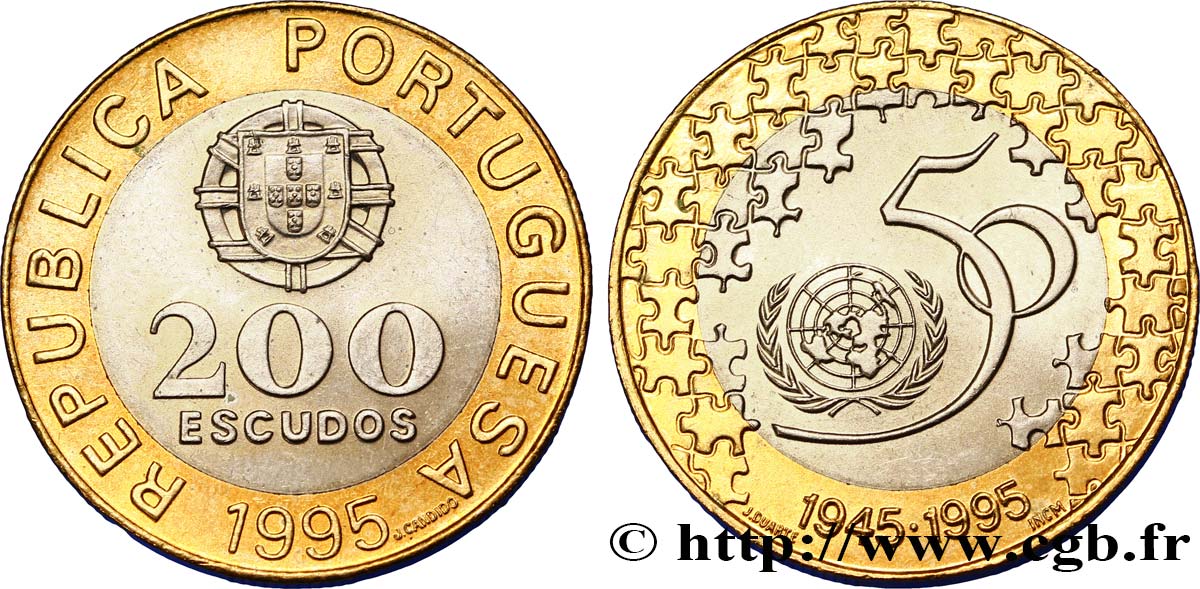PORTUGAL 200 Escudos 50e anniversaire des Nations Unies 1995  SC 