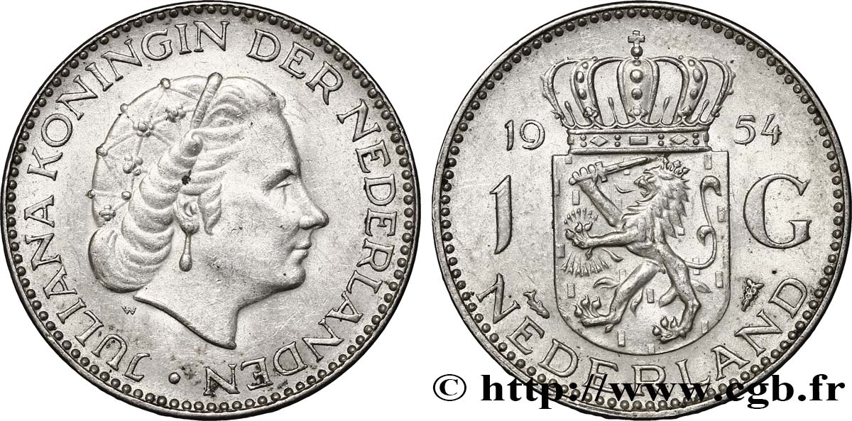 PAESI BASSI 1 Gulden Juliana 1954  SPL 