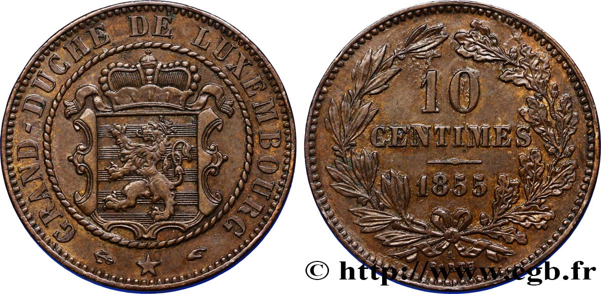 LUXEMBURG 10 Centimes 1855 Paris - A VZ 