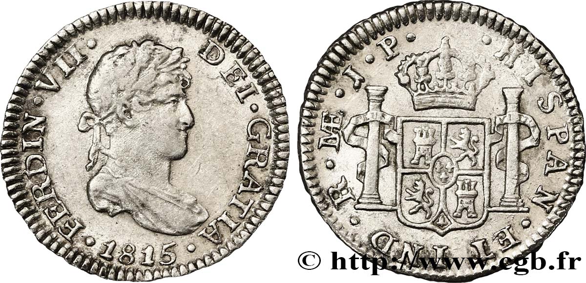 PÉROU 1/2 Real Ferdinand VII 1815 Lima TTB+ 