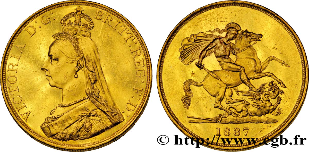 GRAN BRETAÑA - VICTORIA 5 livres (Five pounds) Jubilé 1887 Londres EBC 