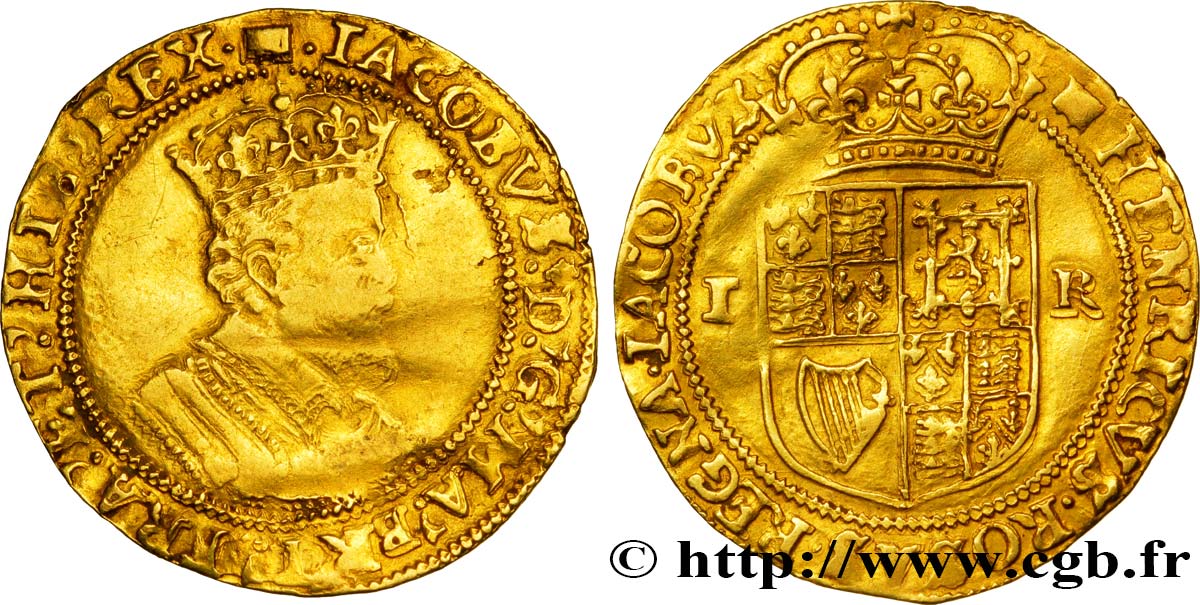 ANGLETERRE - JACQUES VI Double couronne d or, 5e buste n.d. Londres La Tour q.BB/BB 