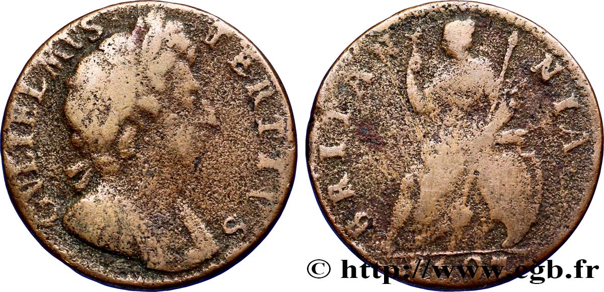 REGNO UNITO 1 Farthing Guillaume III 1697  MB 
