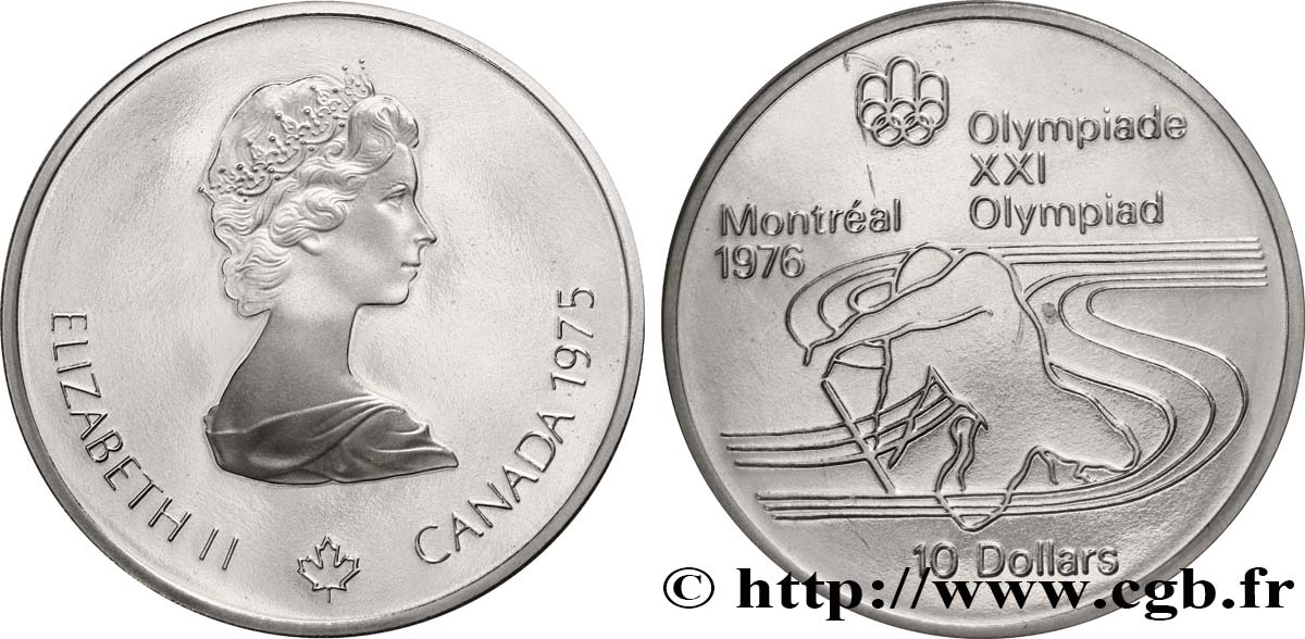 KANADA 10 Dollars Proof JO Montréal 1976 canoë / Elisabeth II 1975  ST 