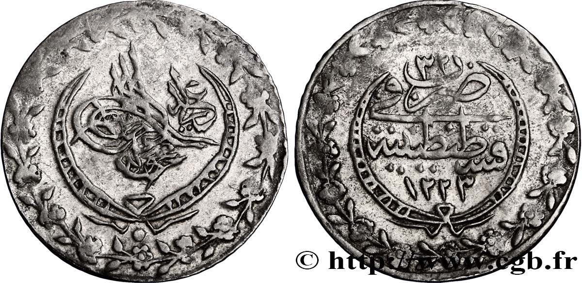 TURQUIE 20 Para frappe au nom de Mahmud II AH1223 an 32 1838 Constantinople TTB+ 