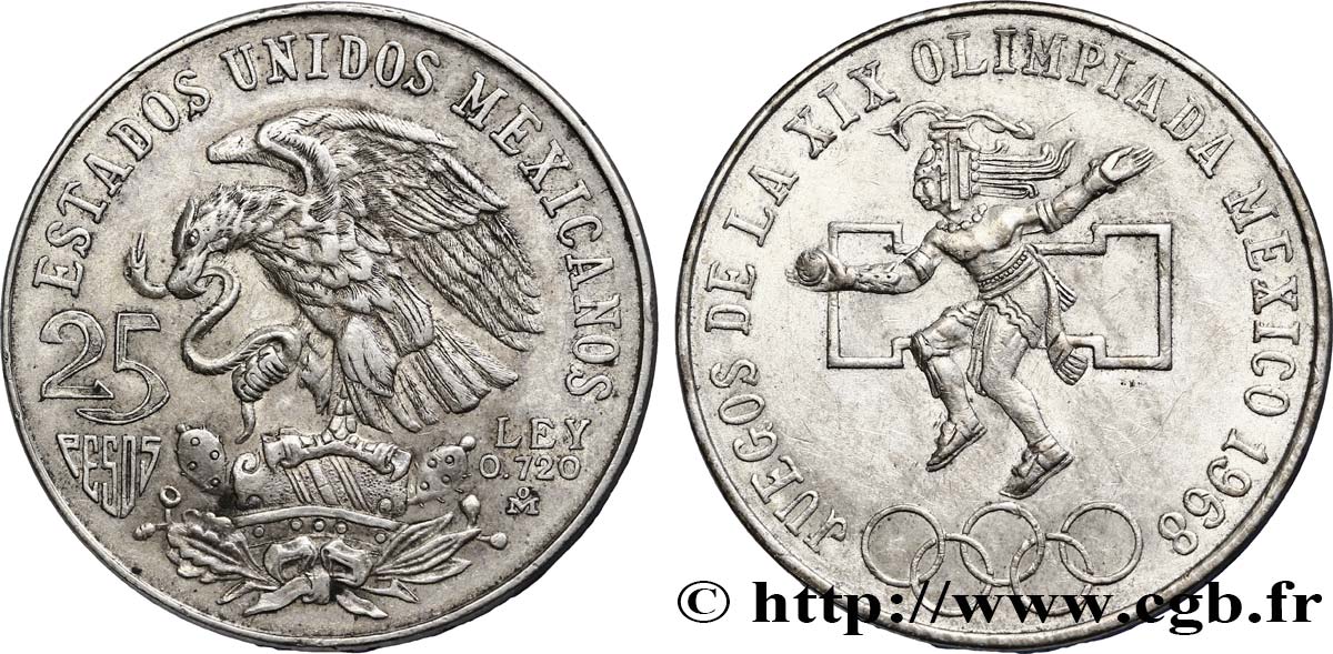 MÉXICO 25 Pesos Jeux Olympiques de Mexico 1968 Mexico MBC+ 