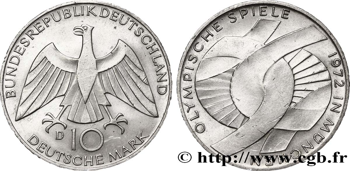 GERMANY 10 Mark / XXe J.O. Munich - L’idéal olympique 1972 Munich AU 