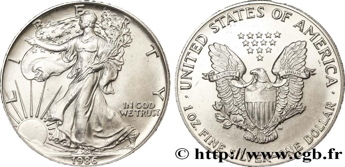 UNITED STATES OF AMERICA 1 Dollar type Silver Eagle 1986 Philadelphie AU 