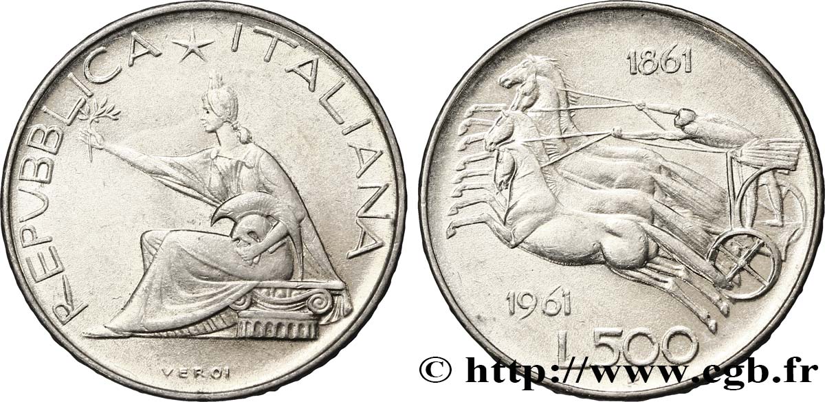 ITALIE 500 Lire Centenaire de l’Unité Italienne 1961 Rome - R SUP 