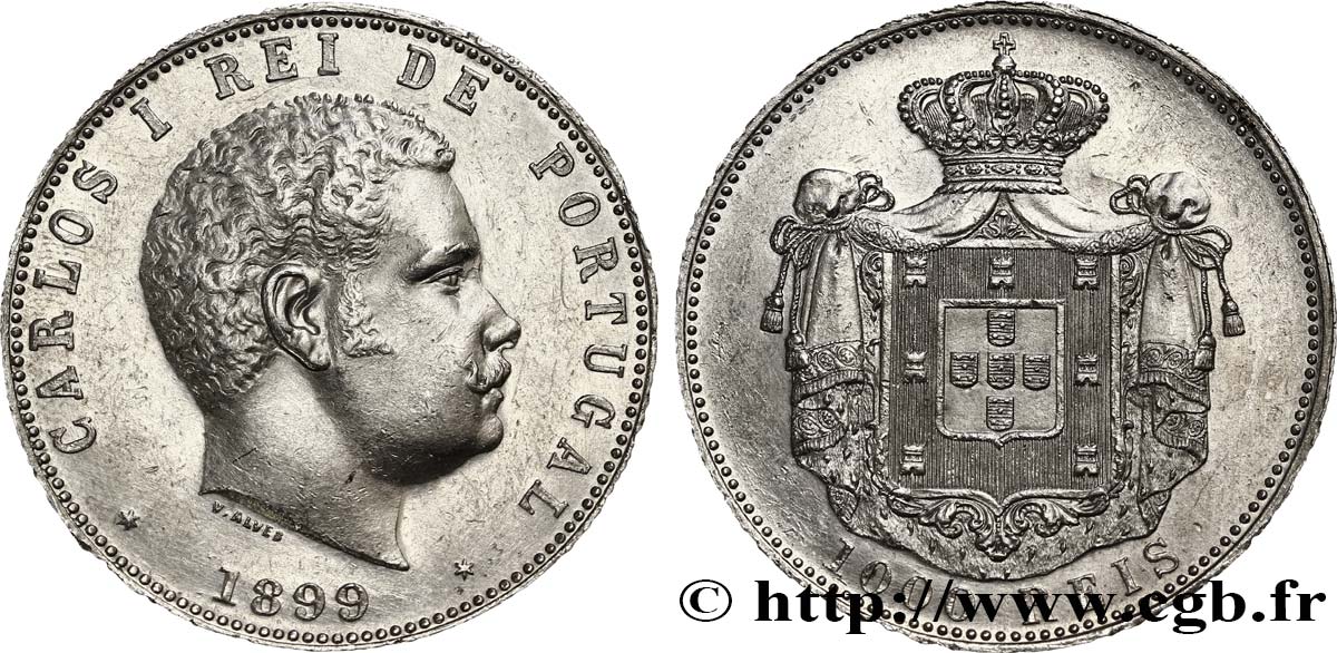 PORTUGAL 1000 Réis Charles Ier 1899  fVZ 