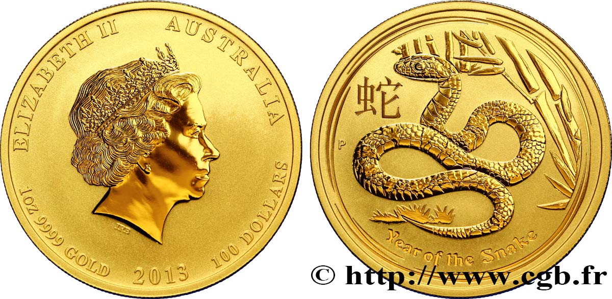 AUSTRALIEN 100 Dollars “L’année du serpent” 2013  fST 