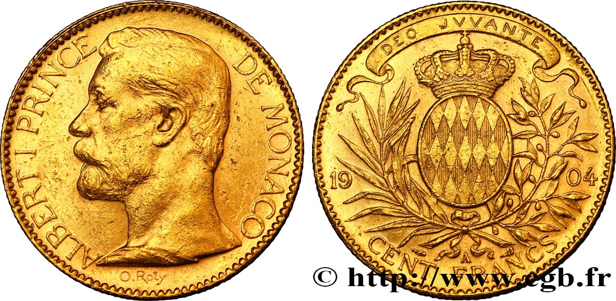 MONACO 100 Francs or Albert Ier 1904 Paris AU 
