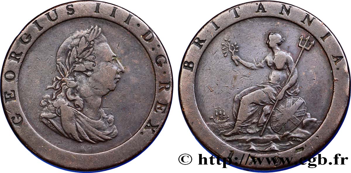 REINO UNIDO 1 Penny Georges III 1797 Soho BC+ 