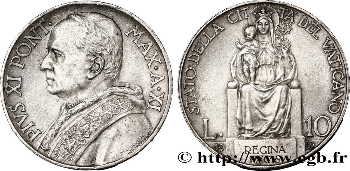 VATICAN AND PAPAL STATES 10 Lire  1932 Rome AU 