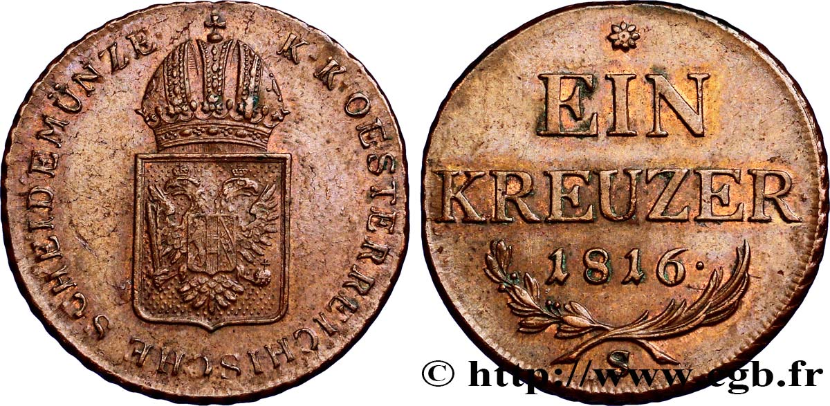 AUSTRIA 1 Kreuzer 1816 Schmollnitz  EBC 