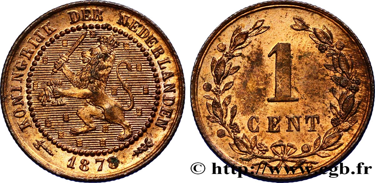 PAESI BASSI 1 Cent lion couronné 1878 Utrecht MS 