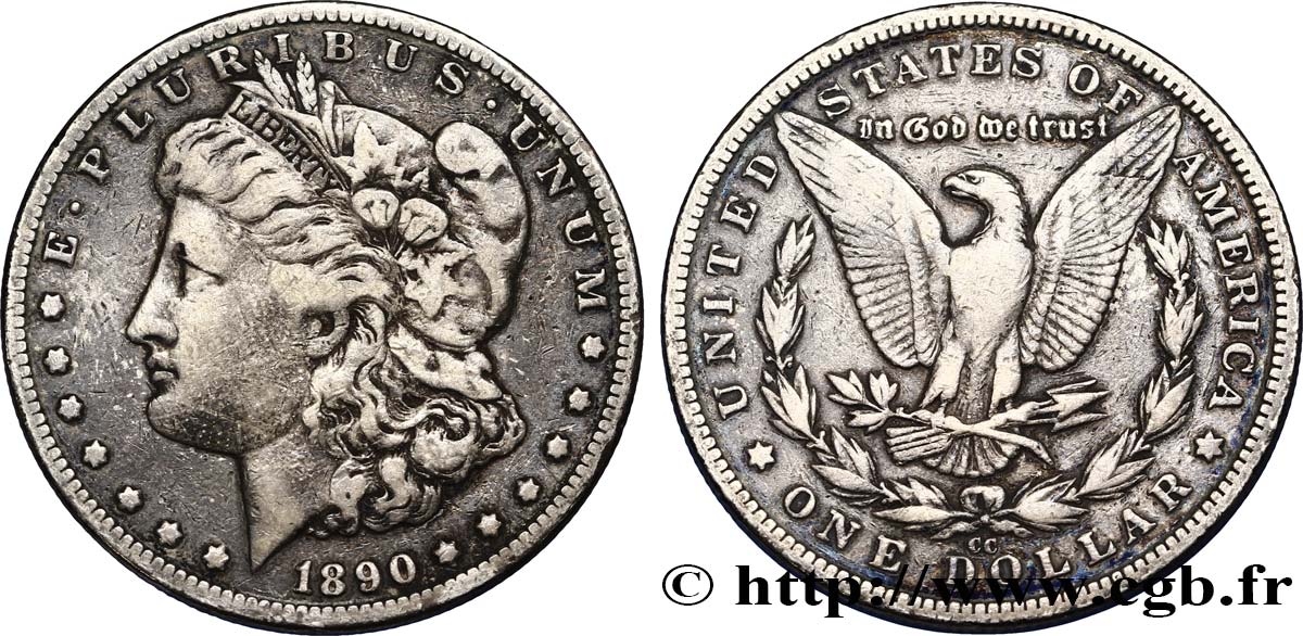 UNITED STATES OF AMERICA 1 Dollar Morgan 1890 Carson City  VF 