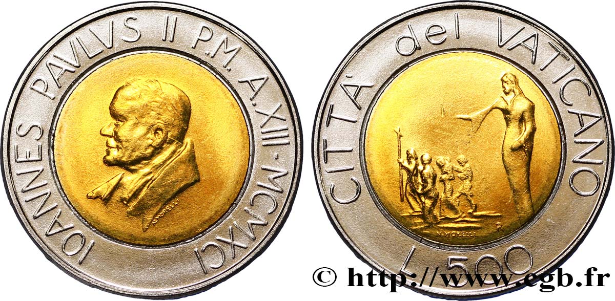 VATICAN AND PAPAL STATES 500 Lire Jean Paul II an XIII 1991 Rome MS 