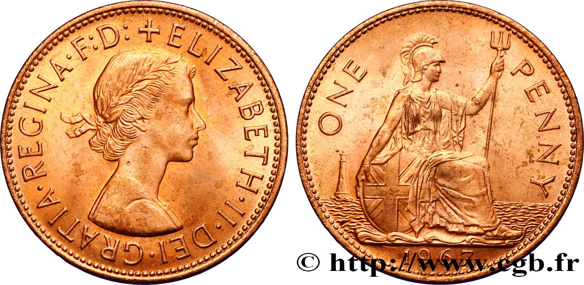 REGNO UNITO 1 Penny Elisabeth II/ Britannia 1967  SPL 