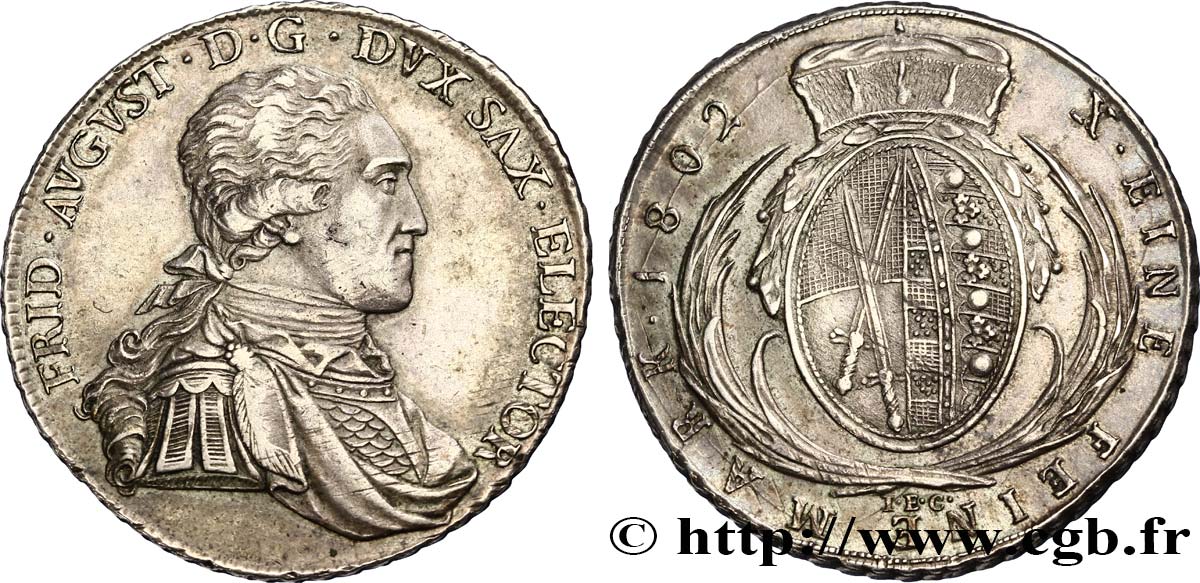 GERMANIA - SASSONIA Thaler Frédéric-Auguste III 1802  SPL 