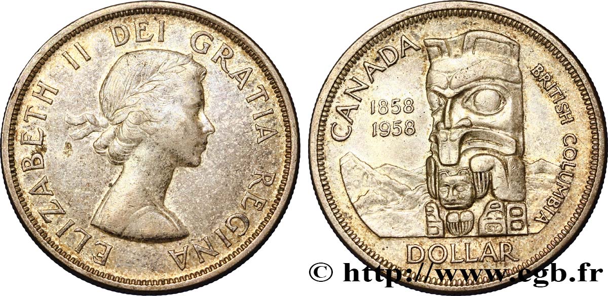 KANADA 1 Dollar Elisabeth II / Colombie Britannique 1958  VZ 