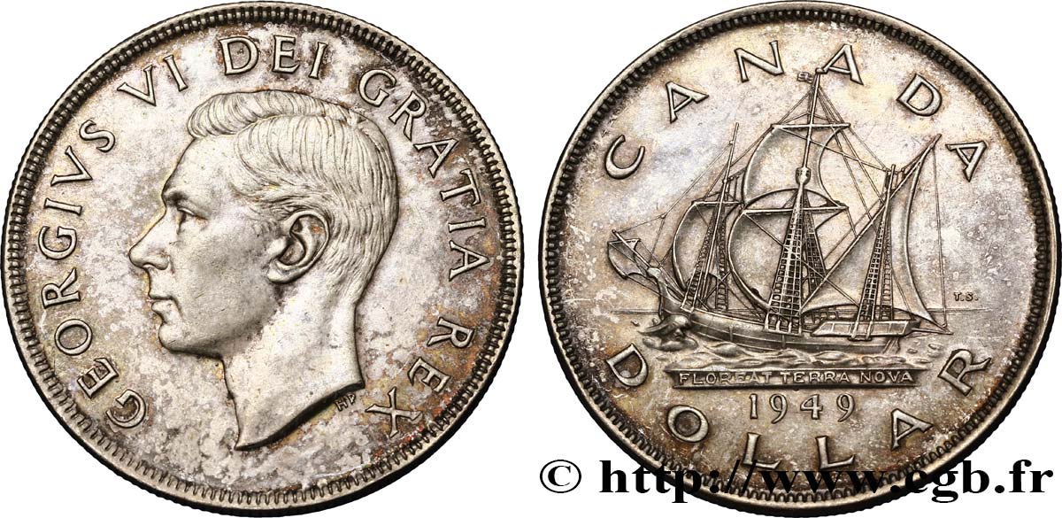 KANADA 1 Dollar Georges VI / voilier “Matthew” 1949  fST 