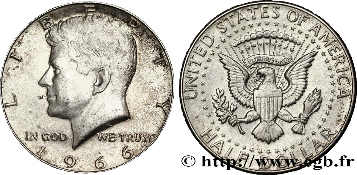 STATI UNITI D AMERICA 1/2 Dollar Kennedy 1966 Philadelphie SPL 