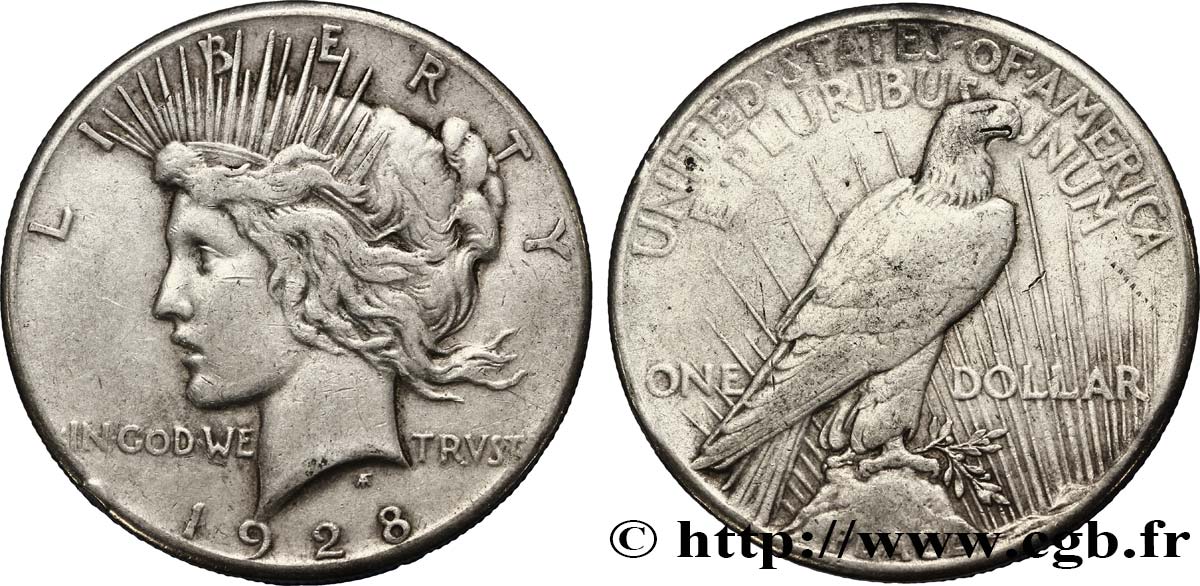 UNITED STATES OF AMERICA 1 Dollar Peace 1928 Philadelphie VF 