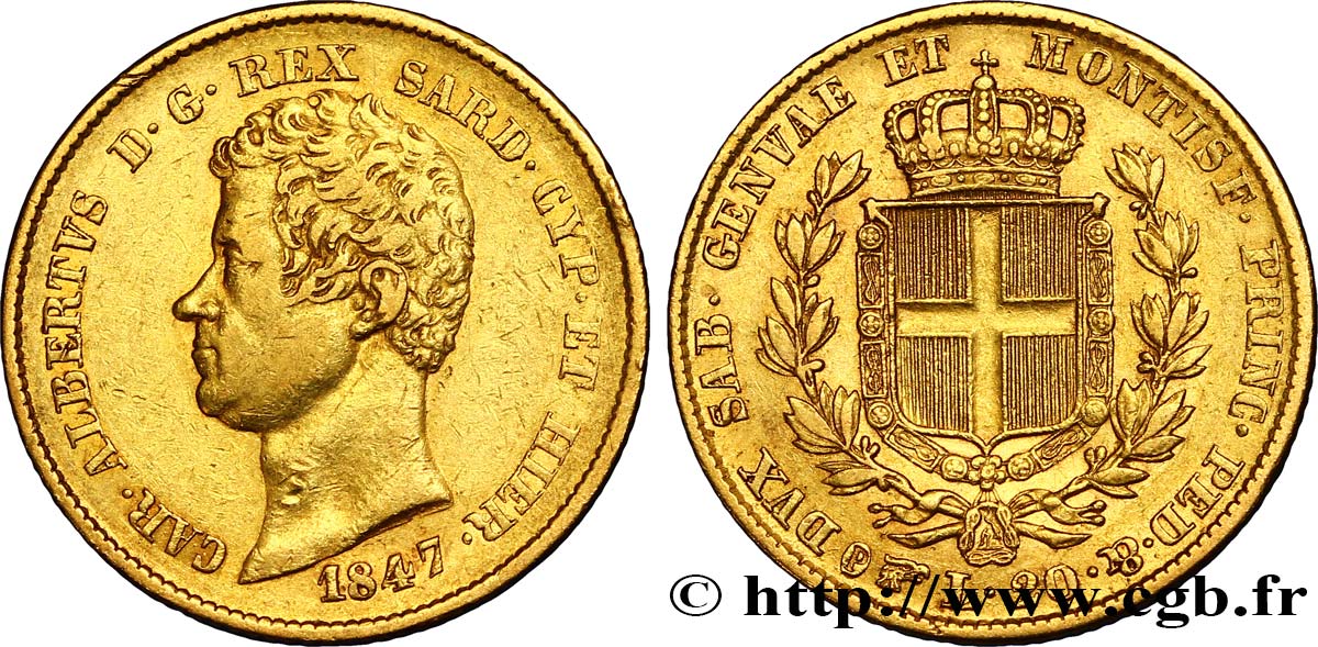 ITALIEN - KÖNIGREICH SARDINIEN 20 Lire Charles-Albert 1847 Turin SS 
