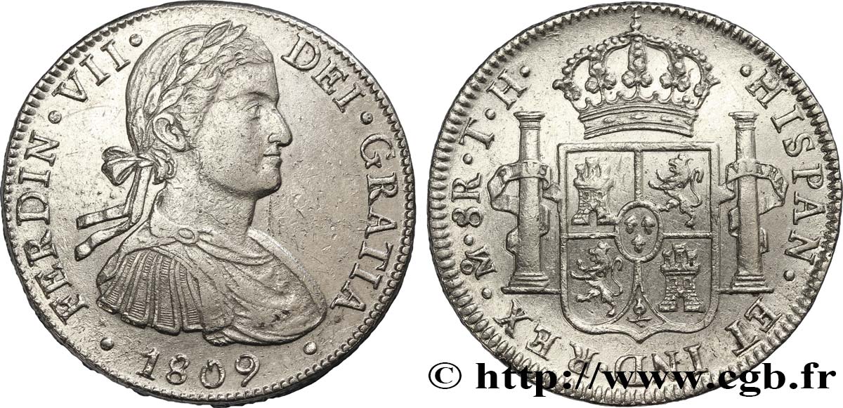 MEXICO 8 Reales Ferdinand VII d’Espagne 1809 Mexico AU 