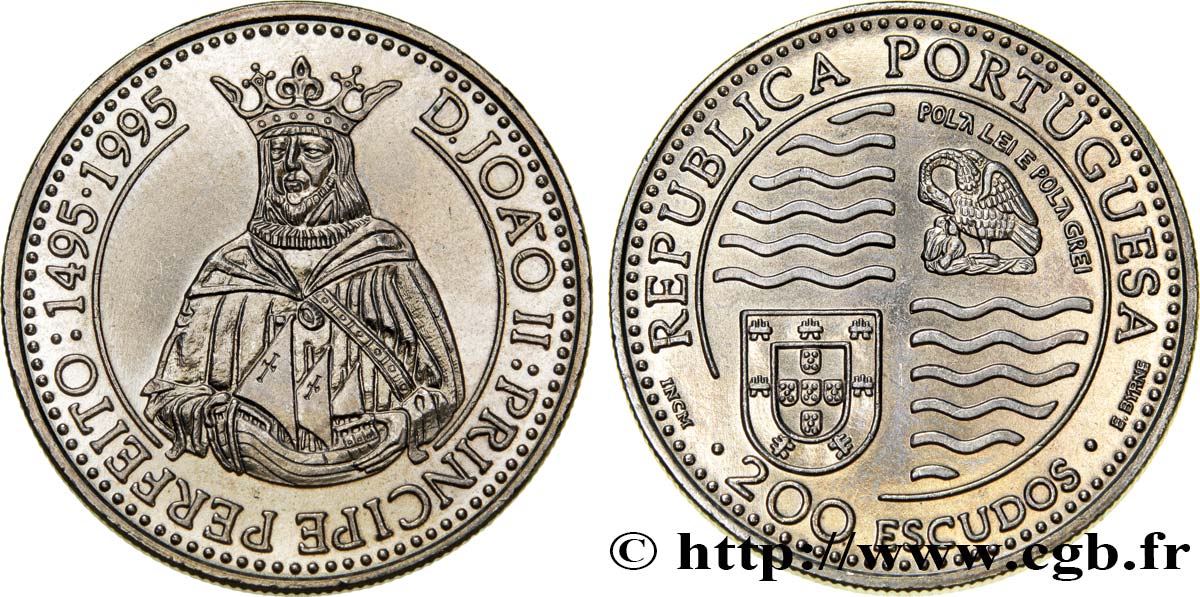 PORTUGAL 200 Escudos 500e anniversaire du règne de Jean II 1995  VZ 