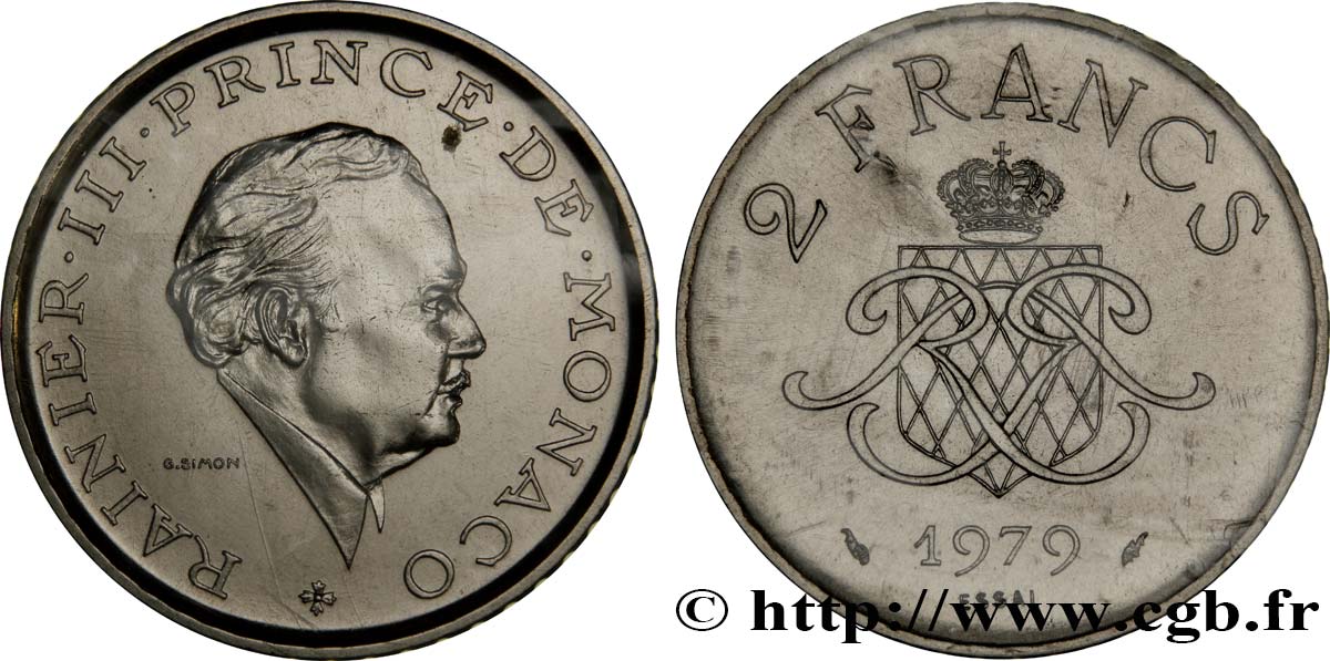 MONACO Essai de 2 Francs Rainier III 1979 Paris MS 