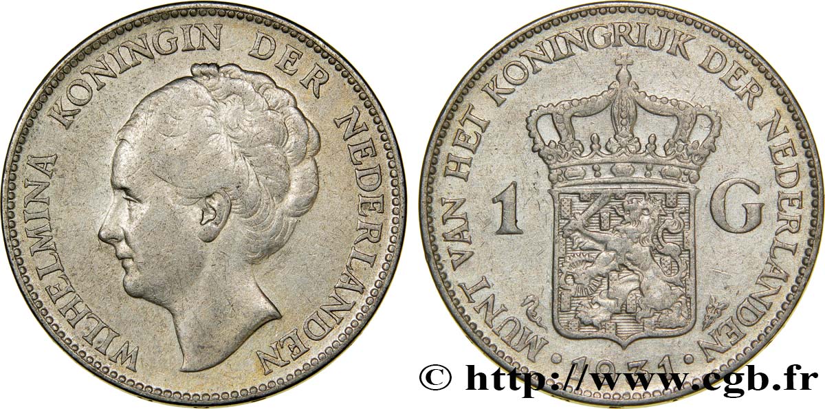 PAESI BASSI 1 Gulden Wilhelmina 1931  BB 