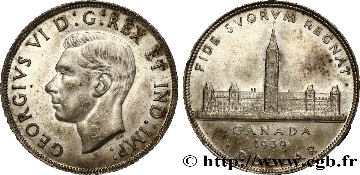 KANADA 1 Dollar Georges VI / visite royale au parlement 1939  fST 
