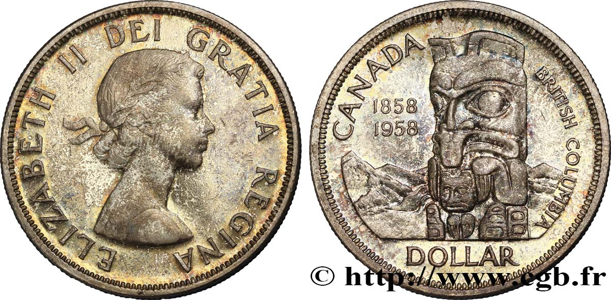 CANADA 1 Dollar Elisabeth II / Colombie Britannique 1958  MS 