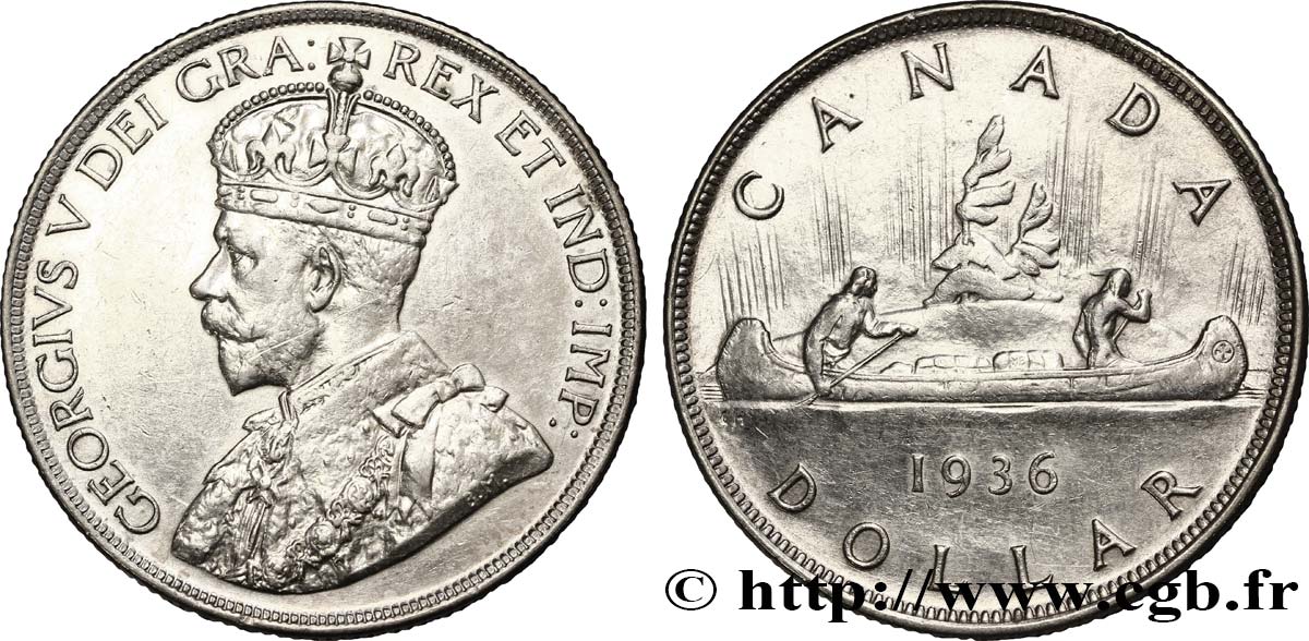 KANADA 1 Dollar Georges V jubilé d’argent 1936  fVZ 