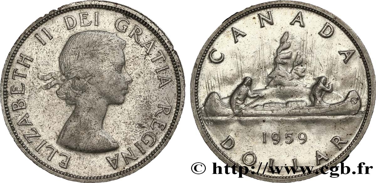 CANADA 1 Dollar Elisabeth II / canoe avec indien 1959  MS 