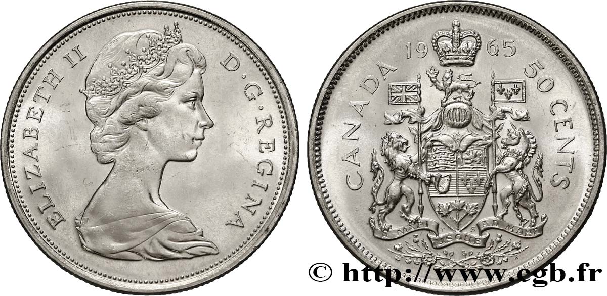 KANADA 50 Cents Elisabeth II 1965  fST 