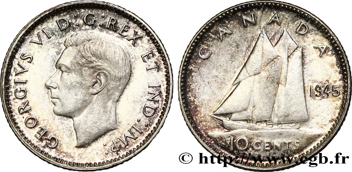 KANADA 10 cents Georges VI 1945  fST 
