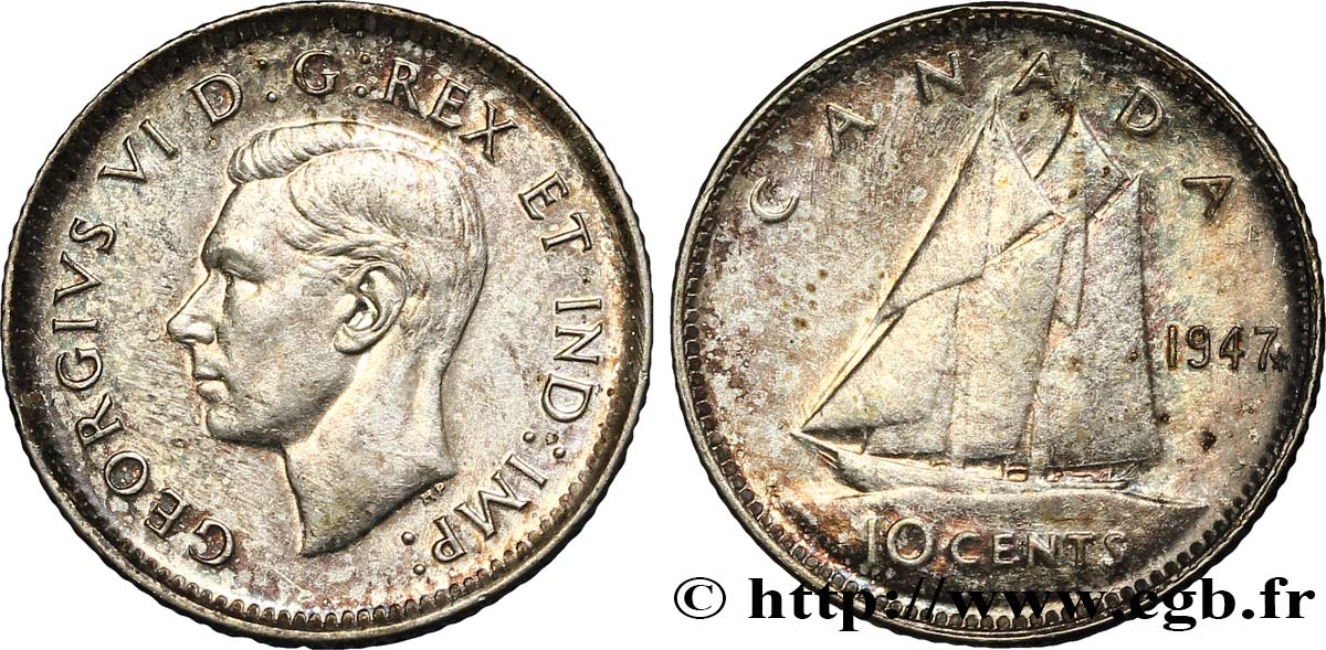 CANADA 10 cents Georges VI 1947  MS 