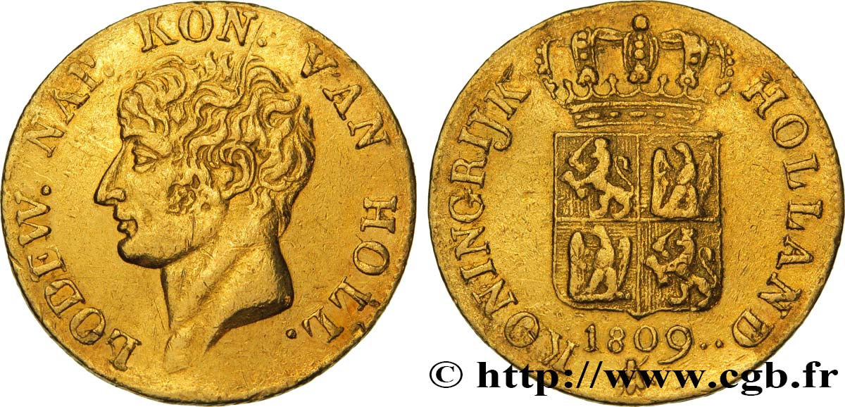 NETHERLANDS - KINGDOM OF HOLLAND - LOUIS NAPOLEON Ducat d or, 2ème type 1809 Utrecht VF 