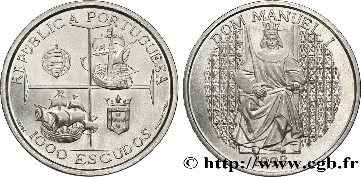 PORTOGALLO 1000 Escudos Manuel Ier du Portugal 1998  MS 